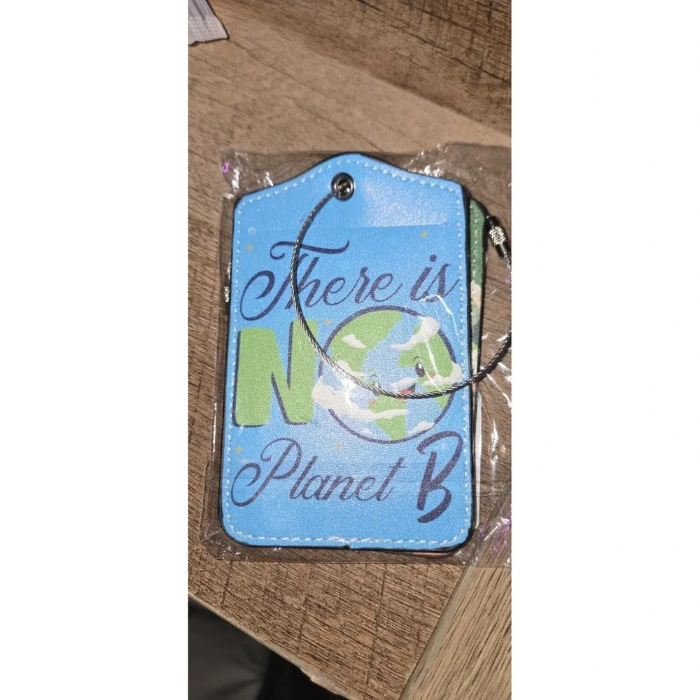 Eco‎ Friendly Luggage Tag Set Travel Green Live Clean There Is No Planet B 2pk